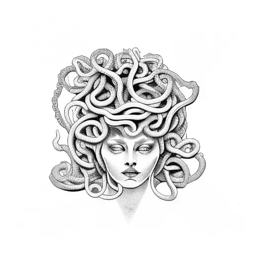 Medusa Surrounded By Lines Of Code