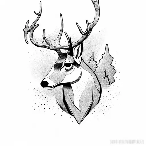 Deer In Forest Silhouette