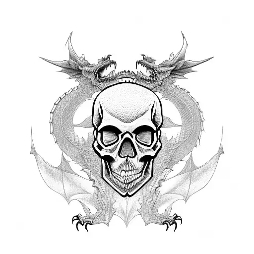 Skull And Two Dragons