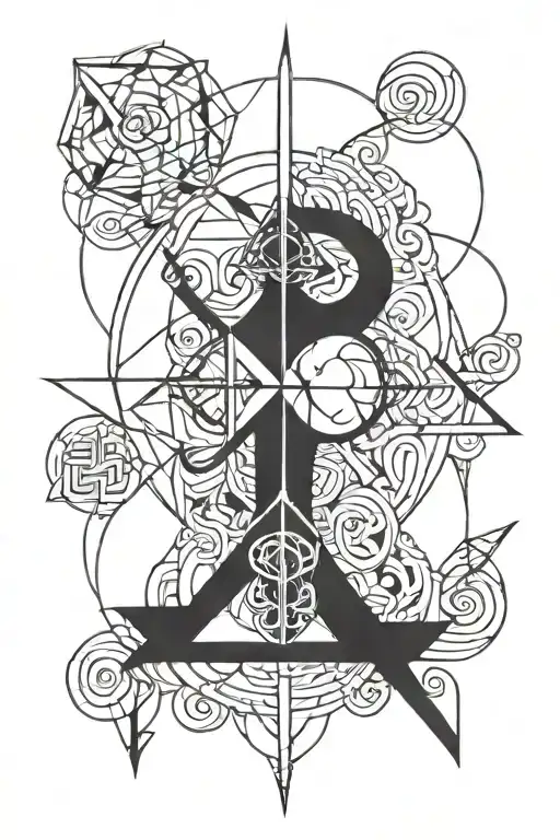 A Geometric Design Incorporating Symbols Of Christ And Love Intertwined