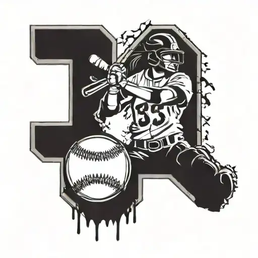 Softball And Football With Numbers 33 And 63 With An Aggressive Feel Black And White