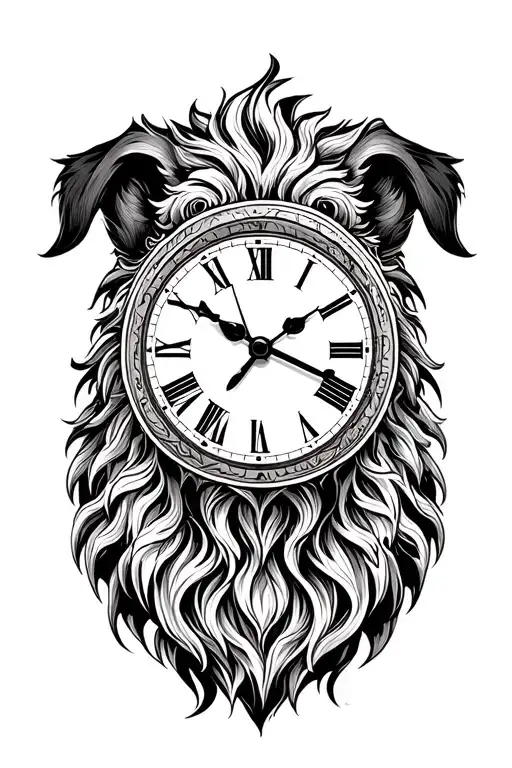 Dog Lion Clock