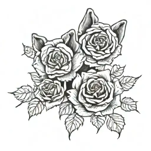 Two Dog Paws And Rose