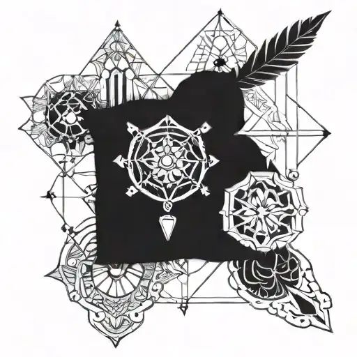 Incorporate A Hamsa Symbol Into A Geometric Compass Design In Blackwork Style