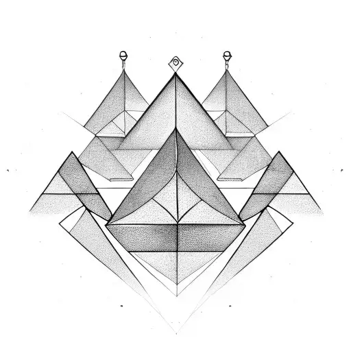 Abstract Pyramid Made Of Interconnected Geometric Shapes