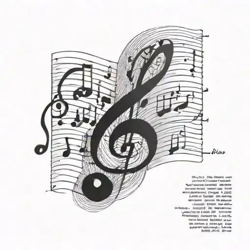 A Detailed Blackwork Tattoo Of A Music Sheet With A Hidden Message In The Notes