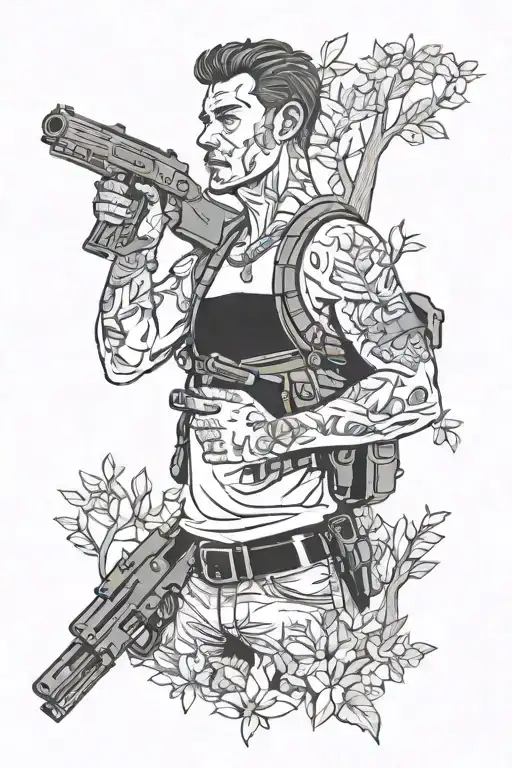 Cybersigilism Inspired Man Holding Gun To Head In Forrest