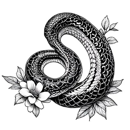 Snake In Flowers