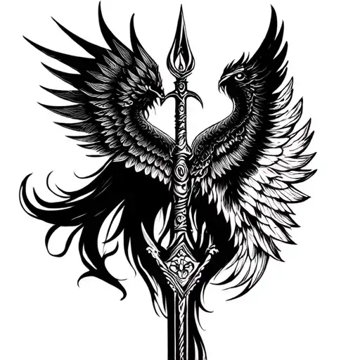 Shiva Trident With Phoenix Wings