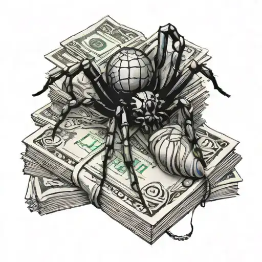 A Spider Crawling On A Stack Of Cash