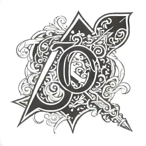 Spade Symbol With Letter Q Inside