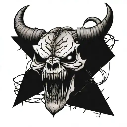 Sabre Tooth Skull With Barbed Wire