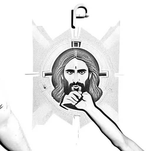 Jesus Holding A Shooting Range Target