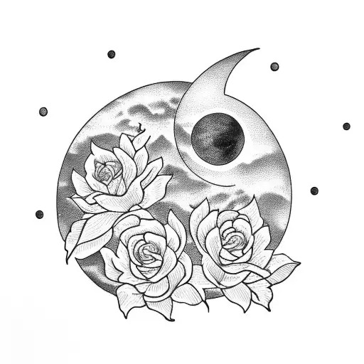 Moon With Flowers