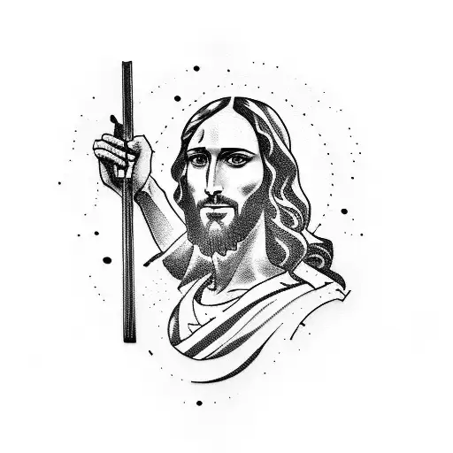 Jesus Holding A Shooting Range Target