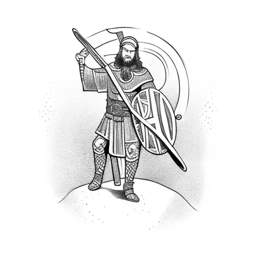 Christian Viking Warrior Holding A Book And Playing A Lyre