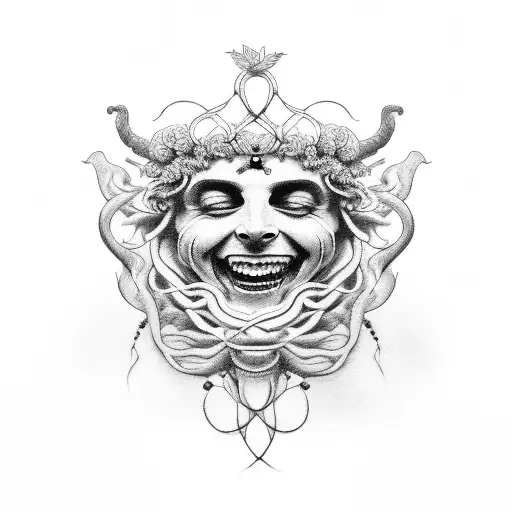 Dionysus Laughing Bust Deep Grape Vine Headdress