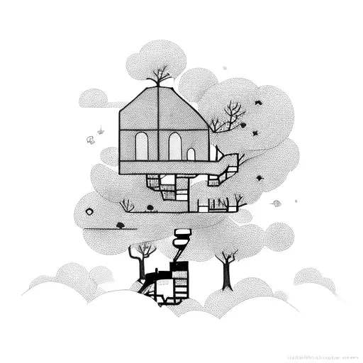 A Whimsical Treehouse With Your Kids Playing Inside
