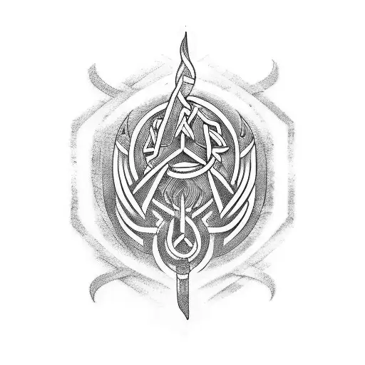 A Tattoo Design Combining Symbols From Norse And Celtic Mythology With Musical Notes