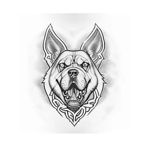 A Fierce-looking Dog Wearing A Harley Davidson Bandana