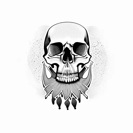 Skull With Dead Tree And Purple Rosed