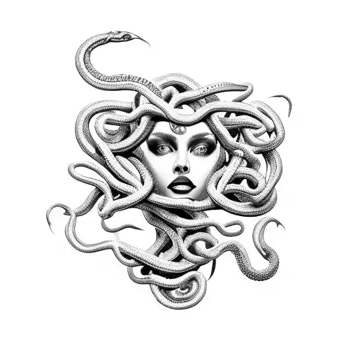 Medusa Seductress With Snakes In Attack Position