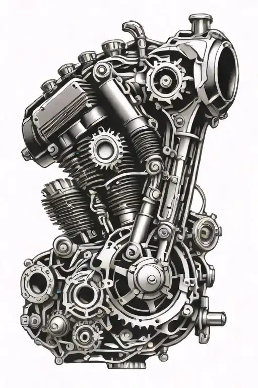 A Motorcycle Engine Morphing Into A Intricate Gun Design