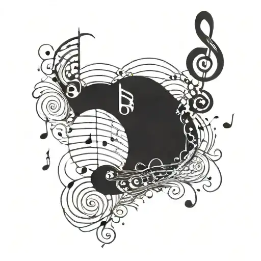 A Tattoo Design Combining Music Notes And Waves To Represent A Love For Both Music And Swimming