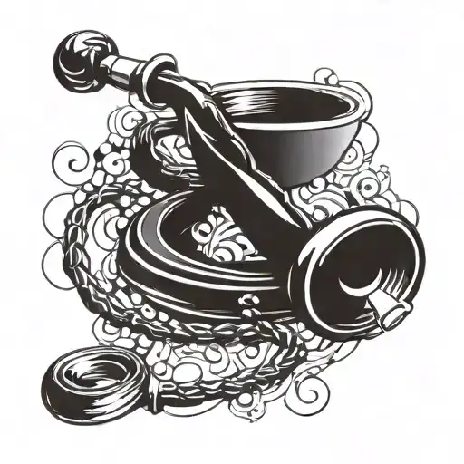 A Stylized Stethoscope Intertwined With Musical Notes And Coffee Beans