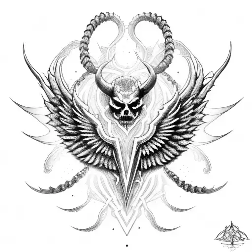 Two Demon Wings With Three Chains Below