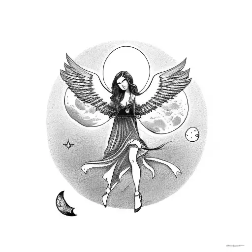 Fallen Angel Carrying The Moon On A Line