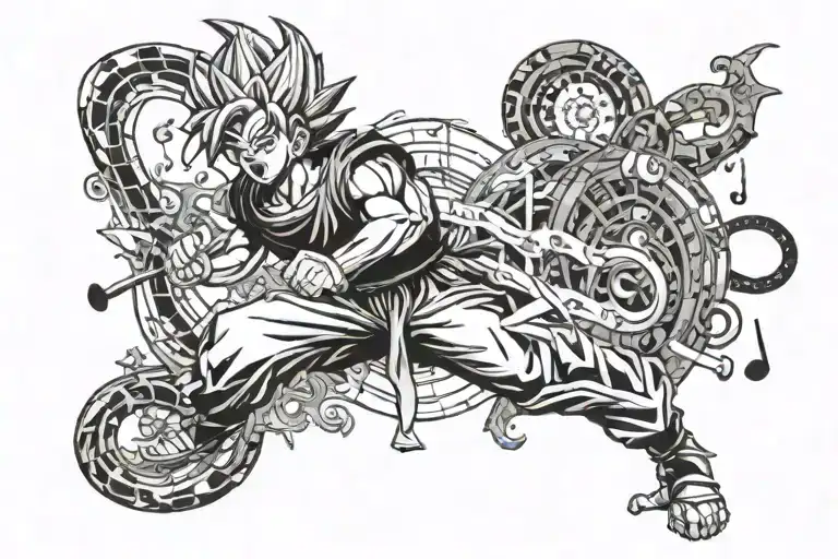 Dragon Ball Z Character Surrounded My Music Notes