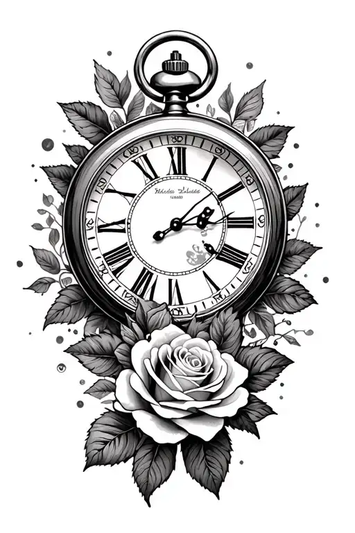 Pocket Watch And Roses And Kids Time Of Birth
