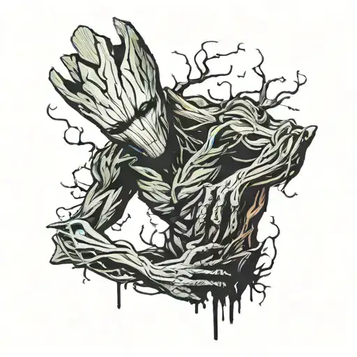 Groot With M4 Intertwined With Name And Death Date
