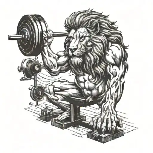 Lion Lifting Weights In A Gym Setting