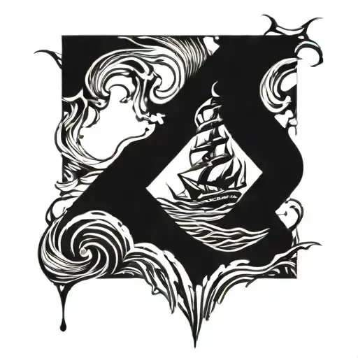 Mason Symbol And Water Waves Flowing