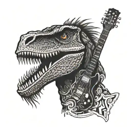 Velociraptor Biting Guitar Neck