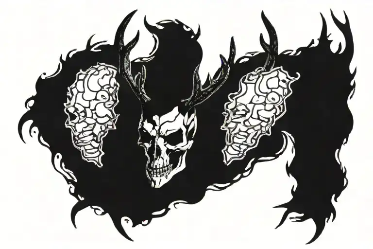 Deer Head Dark Tall Horn Skull