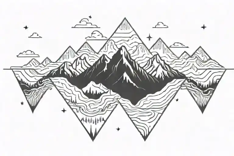 Mountains In Fine Line