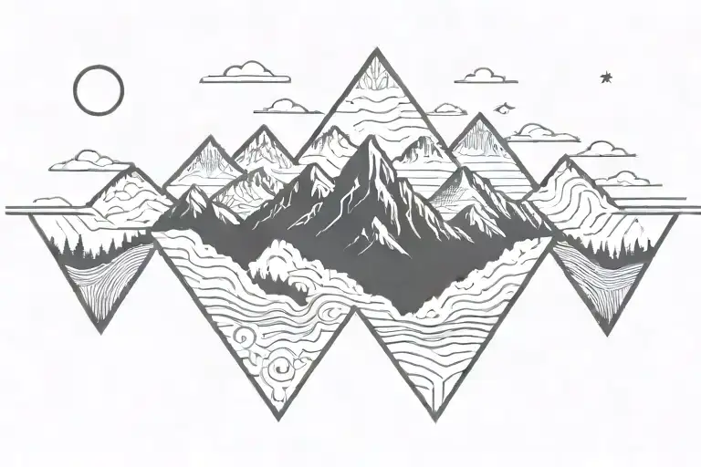 Mountains In Fine Line