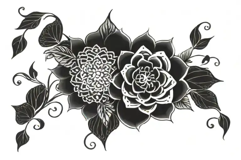 Black Surfaces With Mandala And Flowers Leg