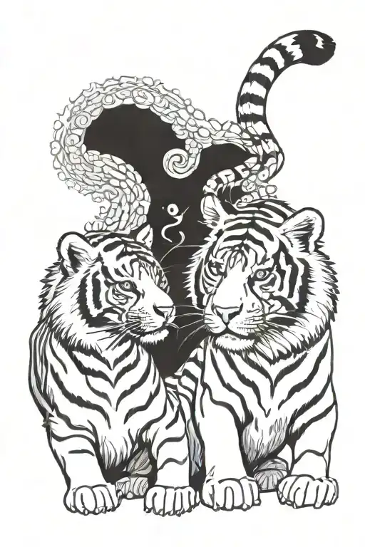 2 Tigers Mom And Son Black