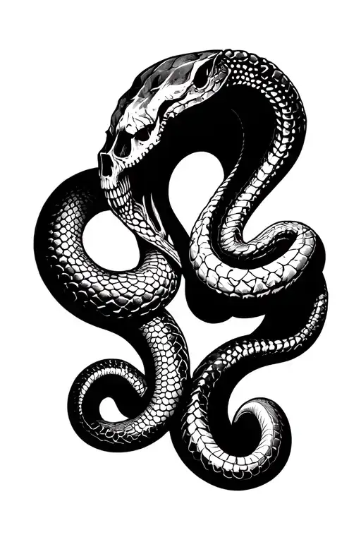 Two Cobra Snake Mirrored Facing Each Other Skull Space In Between
