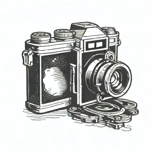 Vintage Car Silhouette With A Camera Lens Incorporated Into The Design