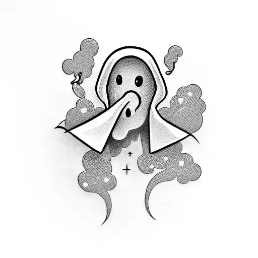 Cartoon Ghost Smoking Joint