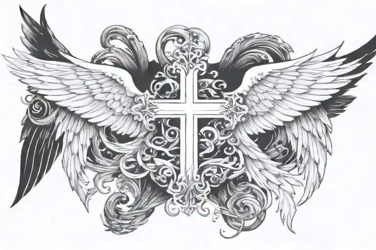 Cross And Angel Wings