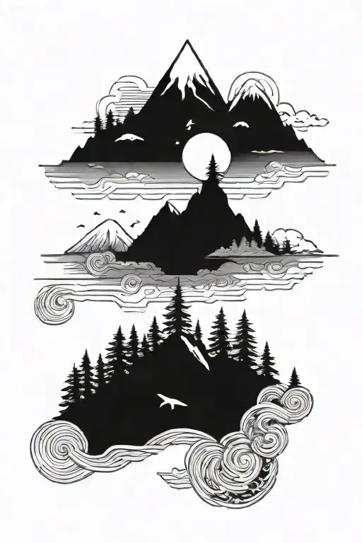 Mountain Forest To Beach Sunset