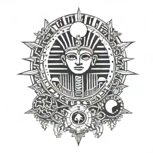 Egypt Pharaoh Black Sun Moon Nordic
