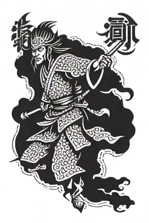 Japanese Warrior With Intricate Kanji Tattoos Inspired