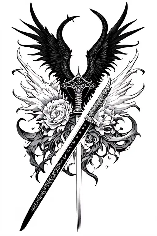 Katana With Devil Wing Fused